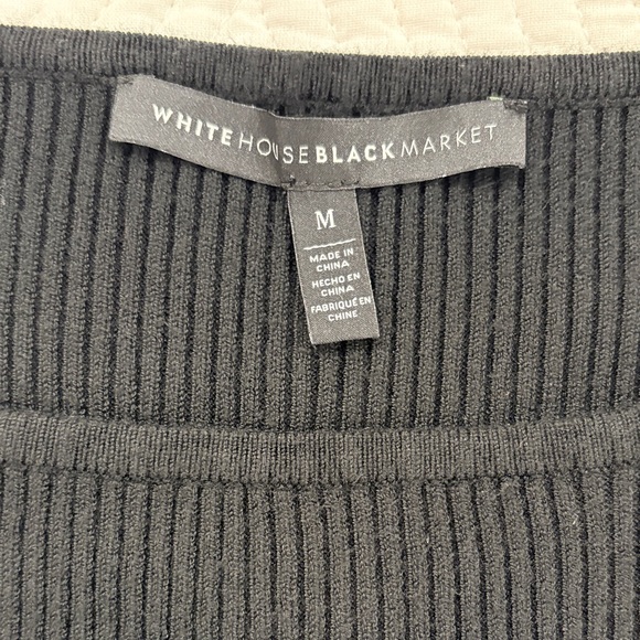 White House Black Market Ribbed Black Top - Picture 3 of 8